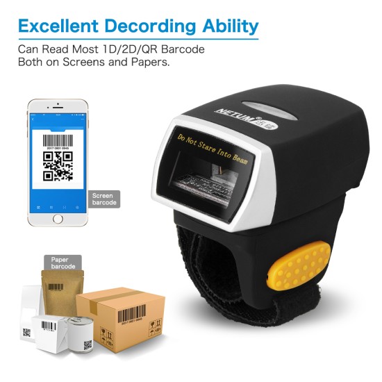 Netum NT-R2L Finger/ring scanner Bluetooth with loading station and usb cable