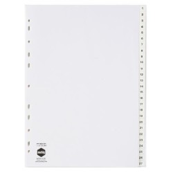 Indices A4 256gsm White Card, 2 flights of 27, 1-54 tabs cellotabed