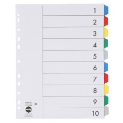 MARBIG DIVIDERS MULT CLR PP A4 10TAB