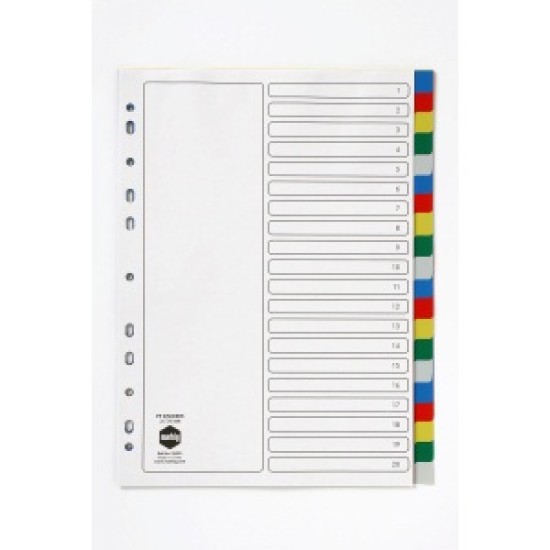 MARBIG DIVIDERS MULT CLR PP A4 20TAB