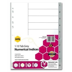 MARBIG INDICES GREY PP A4 1-10TAB