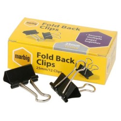 MARBIG FOLD BACK CLIPS 25MM