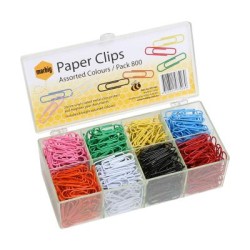 MARBIG PAPER CLIPS ASSTD COLOURS BX 800