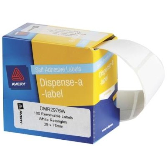 AVERY LABEL DISPENSER DMR2976W 29X76MM WHITE 180 BOX