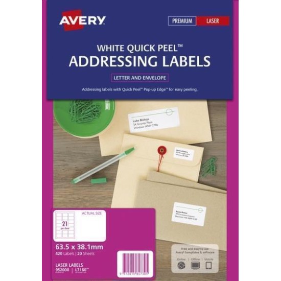 AVERY LABEL L7160-20 20 SHEETS LASER