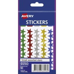 AVERY LABEL STARS SMALL ASSORTED 90 PACK AVERY LABEL STARS SMALL ASSORTED 90 PACK