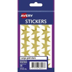 AVERY LABEL STARS LARGE GOLD 36 PACK AVERY LABEL STARS LARGE GOLD 36 PACK