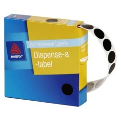 AVERY LABEL DISPENSER DMC14BL BLACK ROUND 14MM 1050 PACK AVERY LABEL DISPENSER DMC14BL BLACK ROUND 14MM 1050 PACK
