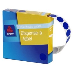 AVERY LABEL DISPENSER DMC14B BLUE ROUND 14MM 1050 PACK AVERY LABEL DISPENSER DMC14B BLUE ROUND 14MM 1050 PACK