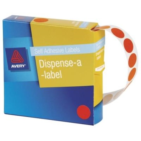 AVERY LABEL DISPENSER DMC14O ORANGE ROUND 14MM 1050 PACK