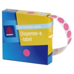 AVERY LABEL DISPENSER DMC14P PINK ROUND 14MM 1050 PACK