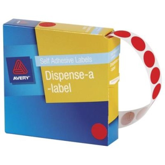 AVERY LABEL DISPENSER DMC14R RED ROUND 14MM 1050 PACK