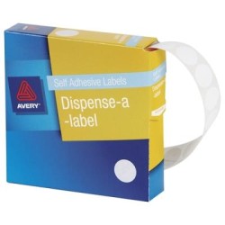 AVERY LABEL DISPENSER DMC14W WHITE ROUND 14MM 1200 PACK