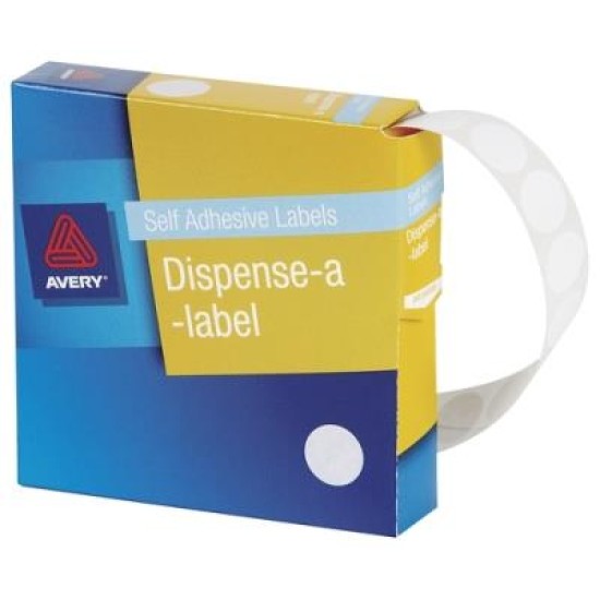 AVERY LABEL DISPENSER DMC14W WHITE ROUND 14MM 1200 PACK