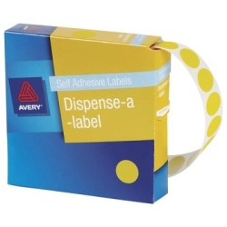 AVERY LABEL DISPENSER DMC14Y YELLOW ROUND 14MM 1050 PACK