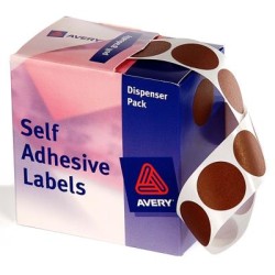 AVERY LABEL DISPENSER DMC24BR BROWN ROUND 24MM 500 PACK