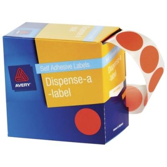 AVERY LABEL DISPENSER DMC24O ORANGE ROUND 24MM 500 PACK