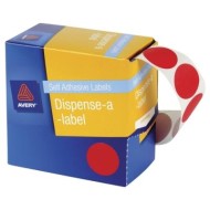 AVERY LABEL DISPENSER DMC24R RED ROUND 24MM 500 PACK