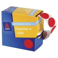 AVERY LABEL DISPENSER DMC24R RED ROUND 24MM 500 PACK