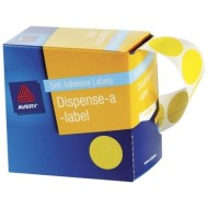 AVERY LABEL DISPENSER DMC24Y YELLOW ROUND 24MM 500 PACK