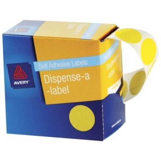 AVERY LABEL DISPENSER DMC24Y YELLOW ROUND 24MM 500 PACK
