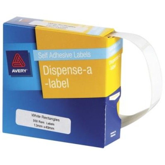 AVERY LABEL DISPENSER DMR1349W 13X49MM WHITE 550 PACK