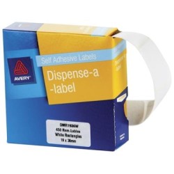 AVERY LABEL DISPENSER DMR1936W 19X36MM WHITE 450 PACK