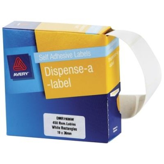 AVERY LABEL DISPENSER DMR1936W 19X36MM WHITE 450 PACK