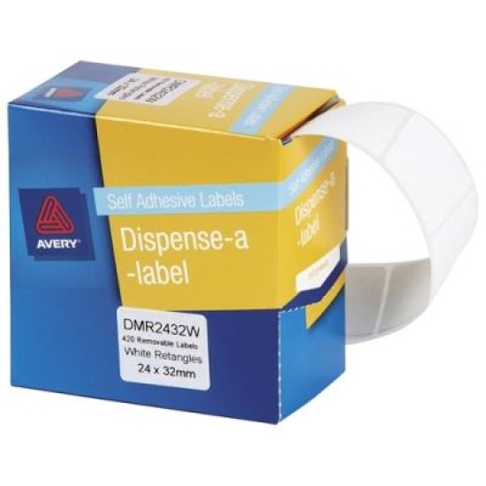 AVERY LABEL DISPENSER DMR2432W 24X32MM WHITE 420 PACK