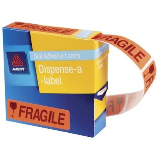 AVERY LABEL DISPENSER DMR1964FR FRAGILE 19X64MM 125 PACK