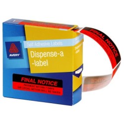 AVERY LABEL DISPENSER DMR1964R3 FINAL NOTICE 19X64MM 125 PACK