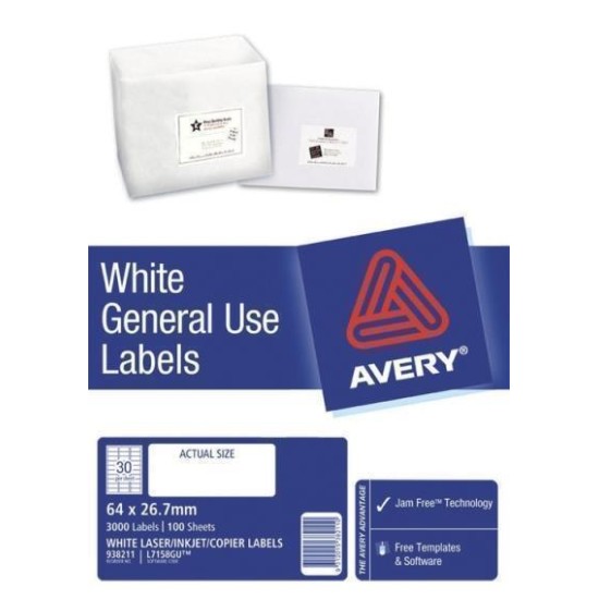 AVERY LABEL L7158 GENERAL USE 64X26.7MM 100 SHEETS