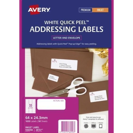 AVERY LABEL J8157-50 INKJET 50 SHEETS