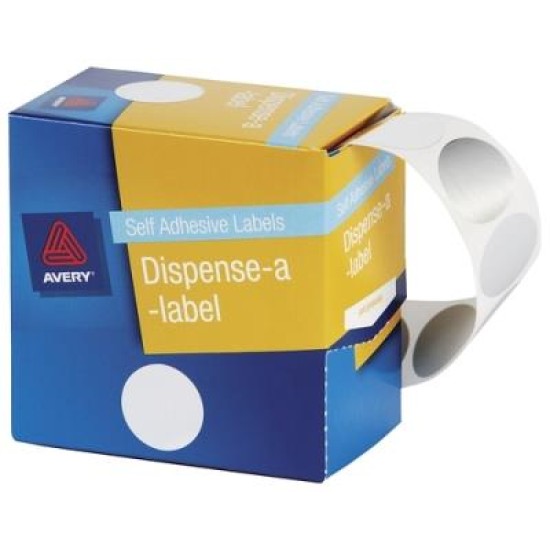 AVERY LABEL DISPENSER DMC24SI SILVER ROUND 24MM 250 PACK