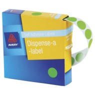 AVERY LABEL DISPENSER DMC24FG GREEN FLUORO ROUND 24MM 350 PACK