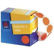 AVERY LABEL DISPENSER DMC24FO ORANGE FLUORO ROUND 24MM 350 PACK