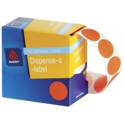 AVERY LABEL DISPENSER DMC24FO ORANGE FLUORO ROUND 24MM 350 PACK