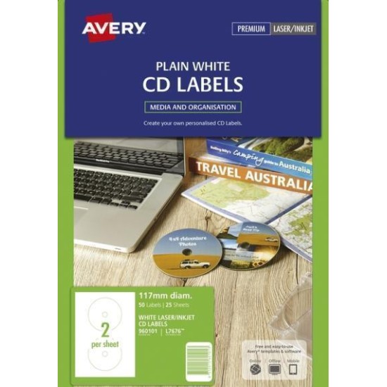 AVERY LABEL L7676-25 CD-R/DVD 25 SHEETS