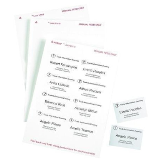 AVERY LABEL L7418-25 NAME BADGE 86.5X55.5MM 25 SHEETS