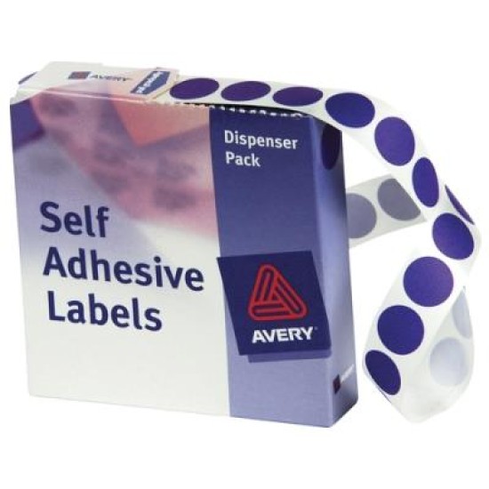 AVERY LABEL DISPENSER DMC14PU PURPLE ROUND 14MM 1050 PACK