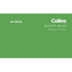 COLLINS CASH RECEIPT 34/50DL DUPLICATE CARBON REQUIRED