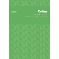 COLLINS CASH RECEIPT A5 4DL 100 LEAF DUPLICATE NO CARBON REQUIRED