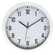 DIXON CLOCK WALL ROUND GLASS FACE WHITE 30CMX30CM