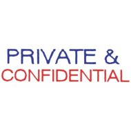 DIXON STAMP 045 PRIVATE CONFIDENTIAL BLUE RED PRE INKED
