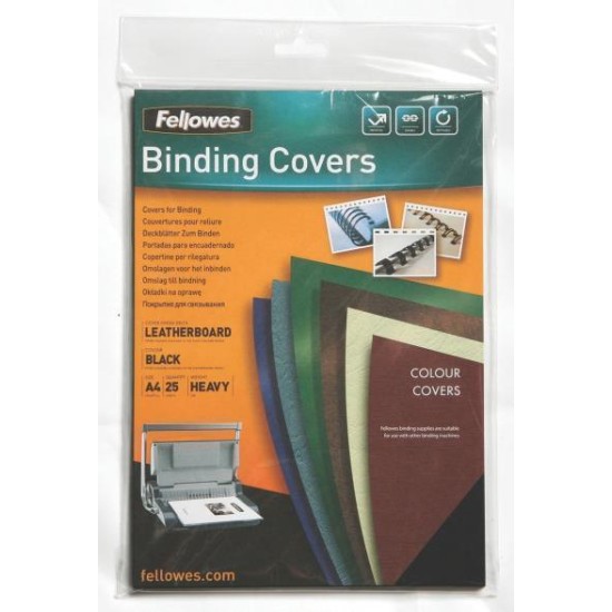 Fellowes Binding Covers A4 250gsm, Black, Pack of 25