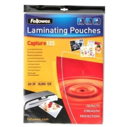 Fellowes Laminating Pouches A3 Gloss 125 Micron, Pack of 25 Fellowes Laminating Pouches A3 Gloss 125 Micron, Pack of 25