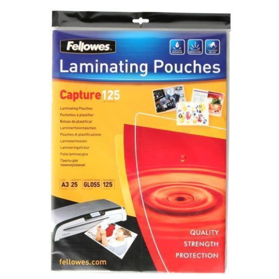 Fellowes Laminating Pouches A3 Gloss 125 Micron, Pack of 25