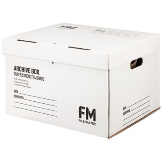 FM BOX ARCHIVE JUMBO BOX SUPER STRENGTH WHITE 432X370X286MM INSIDE MEASURE
