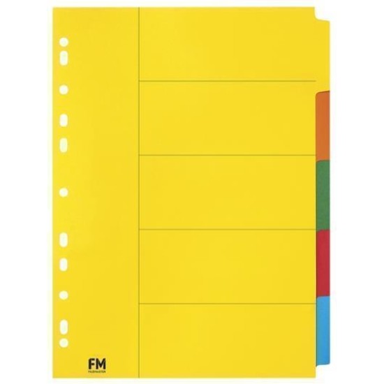 FM INDICES A4 5 TAB COLOURED CARDBOARD