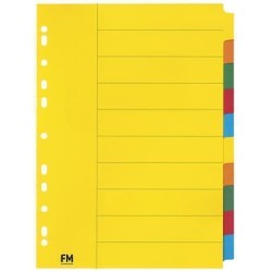 FM INDICES A4 10 TAB COLOURED CARDBOARD